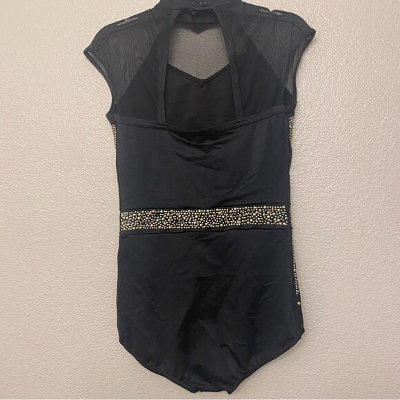 Weissman Elite dance costume black rhinestones studded leotard Get Dat 14732 SA - Picture 4 of 9